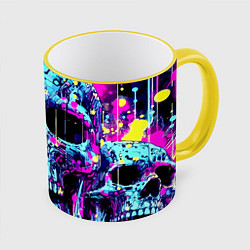 Кружка 3D Cool skull sketch - blots, цвет: 3D-желтый кант