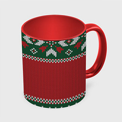 Кружка 3D Knitted Christmas Pattern, цвет: 3D-белый + красный