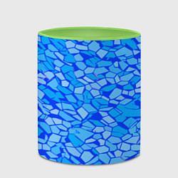 Кружка 3D Голубые плитки на синем фоне, цвет: 3D-белый + светло-зеленый — фото 2