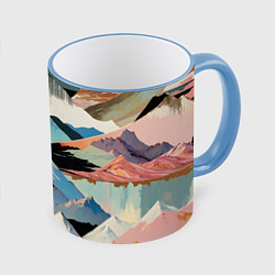 Кружка 3D Снежные горы, цвет: 3D-небесно-голубой кант