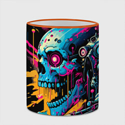 Кружка 3D Cool cyber skull - ai art, цвет: 3D-оранжевый кант — фото 2