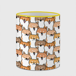 Кружка 3D Узор сиба ину, цвет: 3D-желтый кант — фото 2