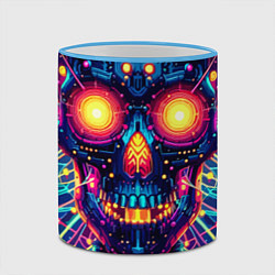 Кружка 3D Neon skull - ai art fantasy, цвет: 3D-небесно-голубой кант — фото 2