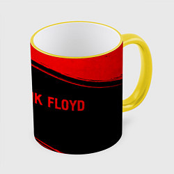 Кружка 3D Pink Floyd - red gradient по-горизонтали, цвет: 3D-желтый кант