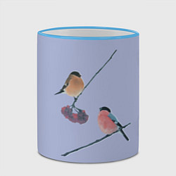Кружка 3D Снегири на ветке, цвет: 3D-небесно-голубой кант — фото 2