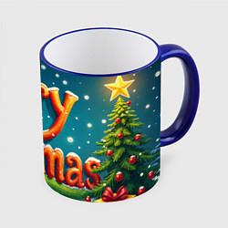 Кружка 3D Merry Christmas 2025, цвет: 3D-синий кант