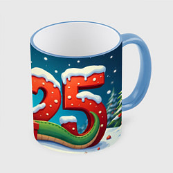 Кружка 3D Змея символ года 2025, цвет: 3D-небесно-голубой кант