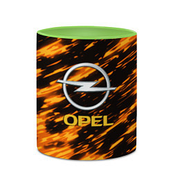 Кружка 3D Opel штрихи огненные, цвет: 3D-белый + светло-зеленый — фото 2
