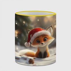 Кружка 3D Маленькая новогодняя лисичка, цвет: 3D-желтый кант — фото 2