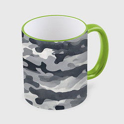 Кружка 3D Камуфляж армейский серый, цвет: 3D-светло-зеленый кант