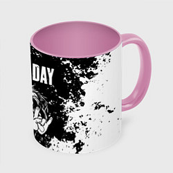 Кружка 3D Green Day рок пес, цвет: 3D-белый + розовый