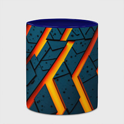 Кружка 3D Металлическая броня и оранжевое свечение, цвет: 3D-белый + синий — фото 2