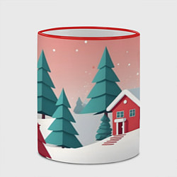 Кружка 3D Новогодний домик, цвет: 3D-красный кант — фото 2