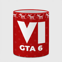 Кружка 3D Новогодний GTA 6 с оленями, цвет: 3D-красный кант — фото 2