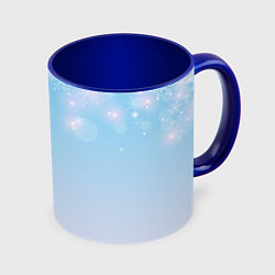 Кружка 3D Зимний градиент со снежинками, цвет: 3D-белый + синий