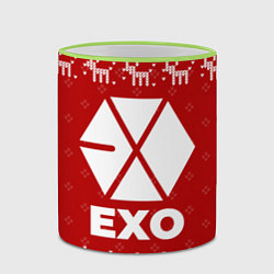 Кружка 3D Новогодний Exo с оленями, цвет: 3D-светло-зеленый кант — фото 2