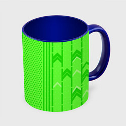 Кружка 3D Закулисье зелёные обои, цвет: 3D-белый + синий