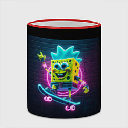 Кружка 3D Sponge Bob on a skateboard - ai art fantasy, цвет: 3D-красный кант — фото 2