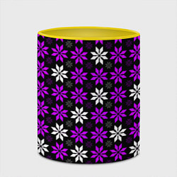 Кружка 3D Бело-фиолетовые звёзды на чёрном фоне, цвет: 3D-белый + желтый — фото 2