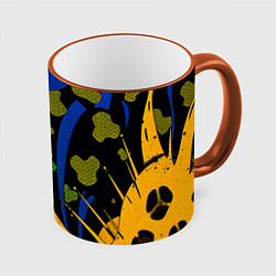 Кружка 3D Абстрактные пятна леопарда, цвет: 3D-оранжевый кант