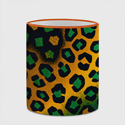Кружка 3D Зеленые и золотые пятна леопарда, цвет: 3D-оранжевый кант — фото 2