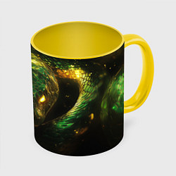 Кружка 3D Светящаяся зелёная змея, цвет: 3D-белый + желтый