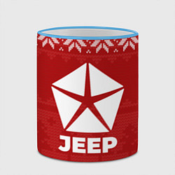 Кружка 3D Новогодний Jeep, цвет: 3D-небесно-голубой кант — фото 2