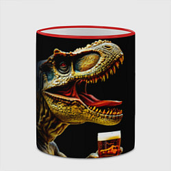 Кружка 3D Тираннозавр с пивом, цвет: 3D-красный кант — фото 2