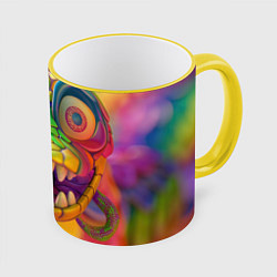 Кружка 3D Радужная змея, цвет: 3D-желтый кант