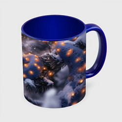 Кружка 3D Темная змея в фонариках, цвет: 3D-белый + синий