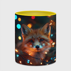 Кружка 3D Новогодняя рыжая лисица, цвет: 3D-белый + желтый — фото 2