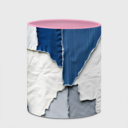 Кружка 3D Сине-белый пэчворк, цвет: 3D-белый + розовый — фото 2