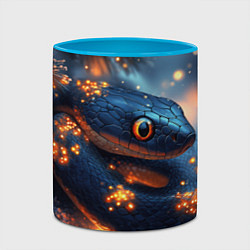 Кружка 3D Новогодняя змея 2025, цвет: 3D-белый + небесно-голубой — фото 2