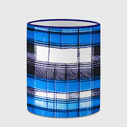 Кружка 3D Чёрные полосы на сине-белом фоне, цвет: 3D-синий кант — фото 2