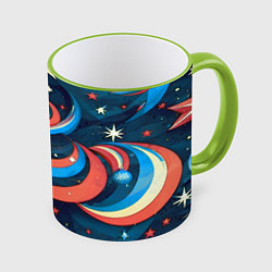 Кружка 3D Абстракция ёлочных игрушек, цвет: 3D-светло-зеленый кант