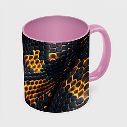 Кружка 3D Текстура змеи, цвет: 3D-белый + розовый