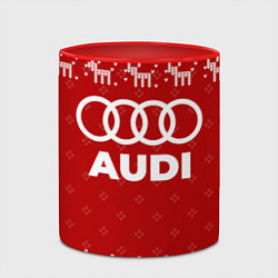 Кружка 3D Новогодний Audi с оленями, цвет: 3D-белый + красный — фото 2