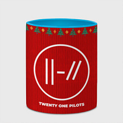 Кружка 3D Twenty One Pilots new year, цвет: 3D-белый + небесно-голубой — фото 2