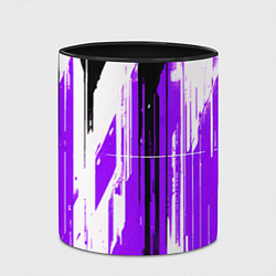 Кружка 3D Вертикальные чёрно-белые линии на фиолетовом фоне, цвет: 3D-белый + черный — фото 2