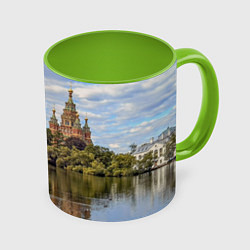 Кружка 3D Собор святых апостолов Петра и Павла в Петергофе, цвет: 3D-белый + светло-зеленый