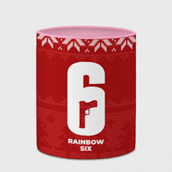 Кружка 3D Новогодний Rainbow Six, цвет: 3D-белый + розовый — фото 2