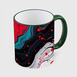 Кружка 3D Абстракция эбру, цвет: 3D-зеленый кант