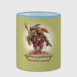 Кружка 3D Воин орк Warhammer, цвет: 3D-небесно-голубой кант — фото 2