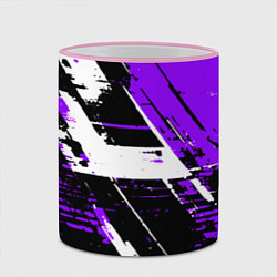 Кружка 3D Diagonal black and white stripes on a purple backg, цвет: 3D-розовый кант — фото 2