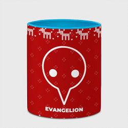 Кружка 3D Новогодний Evangelion с оленями, цвет: 3D-белый + небесно-голубой — фото 2