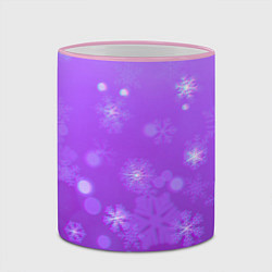 Кружка 3D Резные снежинки глитч, цвет: 3D-розовый кант — фото 2