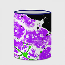 Кружка 3D Зелёно-фиолетовая абстракция на чёрном фоне, цвет: 3D-синий кант — фото 2