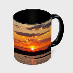 Кружка 3D Петропавловская крепость ранним утром, цвет: 3D-белый + черный