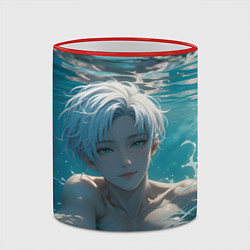 Кружка 3D Парень в бассеине, цвет: 3D-красный кант — фото 2