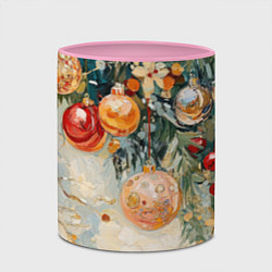 Кружка 3D Большие и маленькие новогодние шары, цвет: 3D-белый + розовый — фото 2